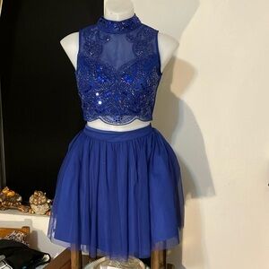 Love Reigns two piece formal dress prom recital dance size Small full beaded top